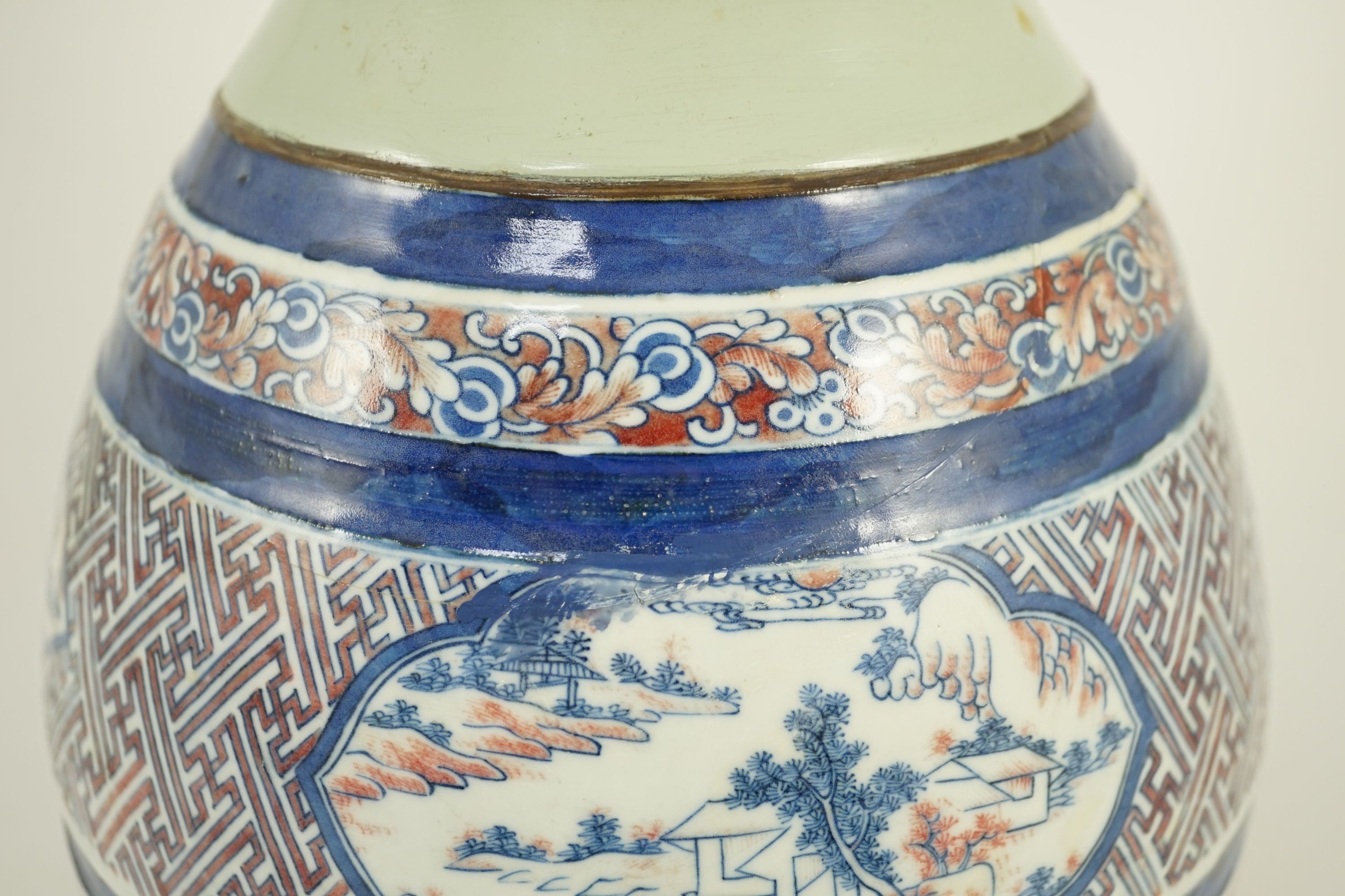 A Chinese underglaze blue and copper red vase, Xuande mark, 19th century, 38.5cm high